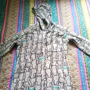 Flirtitude hooded onesie, bunny print, size L